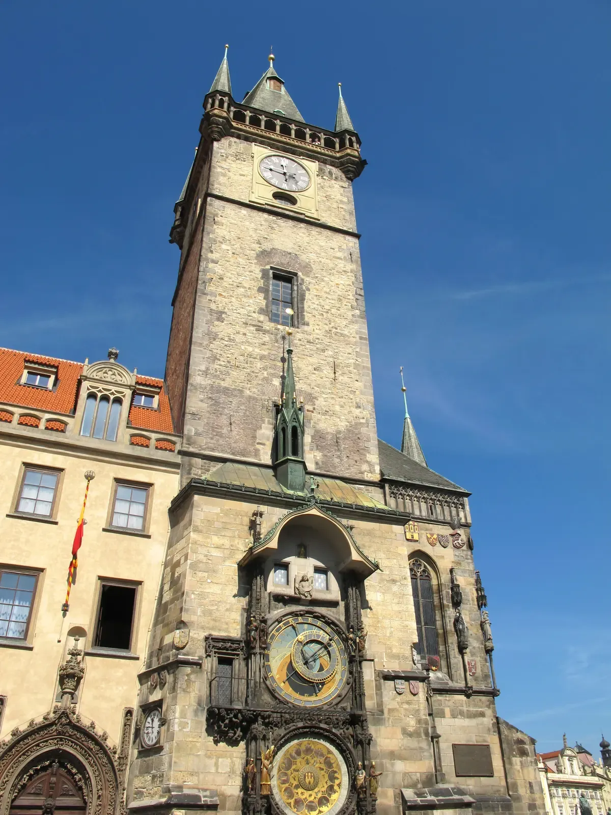 Old Town Hall tower with the Astronomical Clock on a Prague Jewish Quarter tour through Old Town